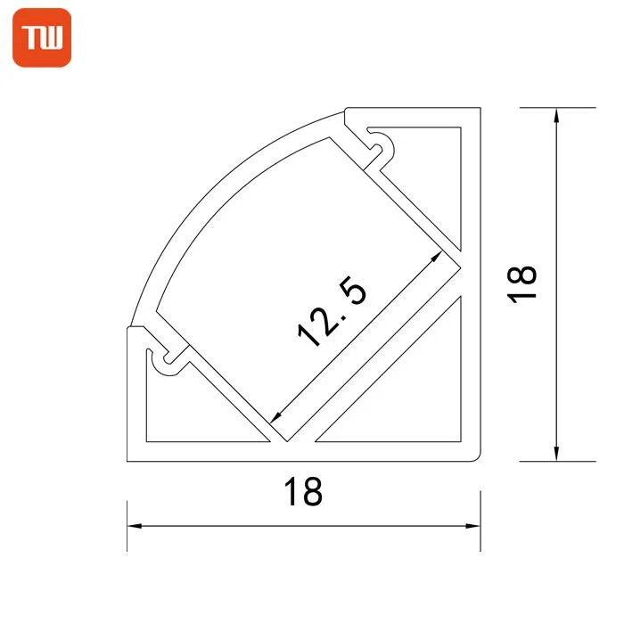 18X18mm 45degree V Shaped Triangle LED Aluminium Extrusion Aluminum Corner LED Profile