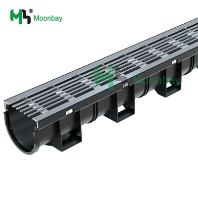 Steel Channel Plastic Drainage Trench Drain Channel and Gray Plastic Grate